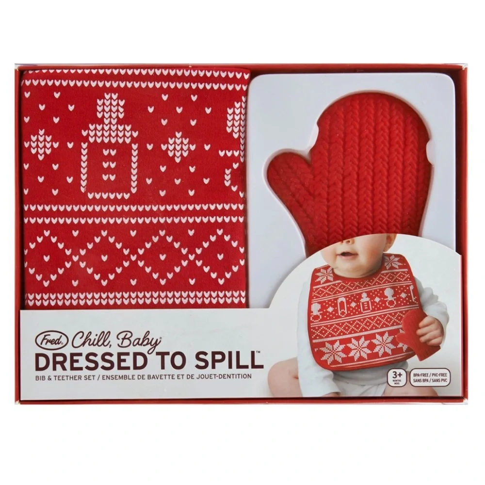 🔵 Fred, Chill Baby Dresses to spill Bib & Teether Set NEW in box